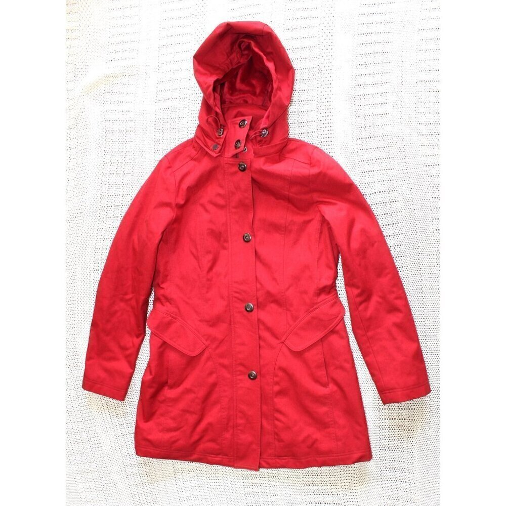 Kristen Blake Red Women Hooded Jacket Size M Zipper & pocket Long sleeves winter